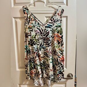 NWOT Ava & Viv Multicolor Patterned Racerback Tank Top